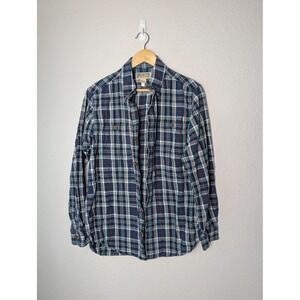 Duluth Trading Co Shirt Mens Medium Blue Plaid Flannel Button Down Slim Fit